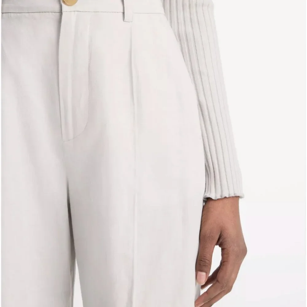Vince High Waist Tailored Wide Leg Trouser Pants Cotton Rayon Linen 14 NWT - Picture 3 of 4